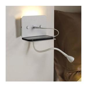 ONLI - LED Flexibilná lampička s policou a USB nabíjaním PLAK LED/1W/230V biela 4884/APB vyobraziť