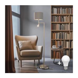 Eglo - LED Stojacia lampa TUNJA 1xE27/60W/230V + LED/2, 1W pr. 30 cm chróm/taupe 1xEG32514+1xEG32488 vyobraziť