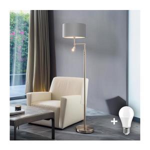 Eglo - LED Stojacia lampa TUNJA 1xE27/60W/230V + LED/2, 1W pr. 38 cm chróm/šedá 1xEG32514+1xEG32484 vyobraziť