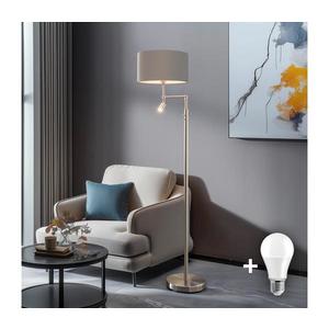 Eglo - LED Stojacia lampa TUNJA 1xE27/60W/230V + LED/2, 1W pr. 38 cm chróm/taupe 1xEG32514+1xEG32483 vyobraziť