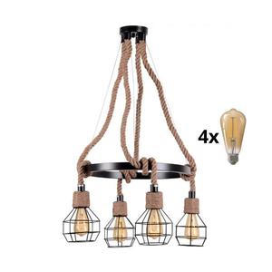 LED Luster na lanku ROPE ALEGRA 4xE27/10W/230V SA1202+4xBG0227 vyobraziť