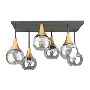 Keter Lighting Prisadený luster SOMA 6xE27/60W/230V čierna/zlatá/číra 2901 vyobraziť