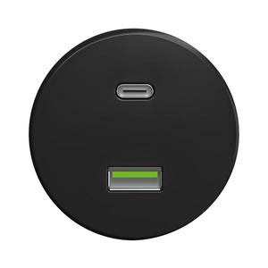 lap - Retro USB zásuvka A+C bez rámika čierna C/USB vyobraziť