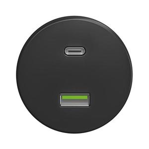 lap - Retro USB zásuvka A+C bez rámika antracit A/USB vyobraziť