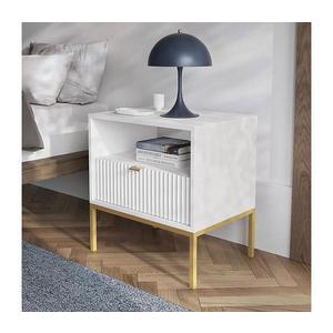 MIRJAN 24 Nočný stolík NOVA 56x54 cm biela/zlatá vyobraziť