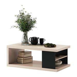 Konferenčný stolík LORA s policou a úložným priestorom, béžový/čierny 5903631917509 vyobraziť