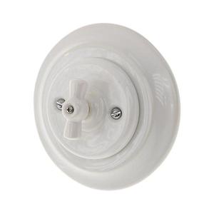 Bohemia-Design - Porcelánový retro otočný vypínač s rámčekom č. 5, biela K1-R120A1-W vyobraziť