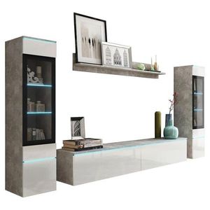 P & B OBÝVACIA STENA, biela s vysokým leskom, sivá vyobraziť