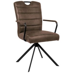 Ambia Home STOLIČKA S PODRÚČKAMI, mikrovlákno, hnedá, čierna vyobraziť