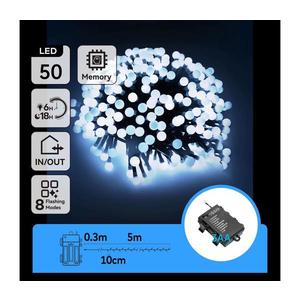 B.V. -LED Vonkajšia vianočná reťaz 50xLED/8 funkcií 3xAA 5, 3m IP44 studená biela B10303K5K vyobraziť