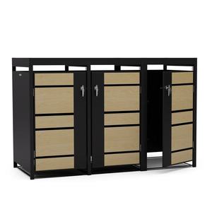 Blumfeldt BinSafe, box na odpadky, 3 odpadkové koše, 240 l, uzamykateľný, pozinkovaná oceľ odolná voči poveternostným vplyvom, výsadbová strecha vyobraziť