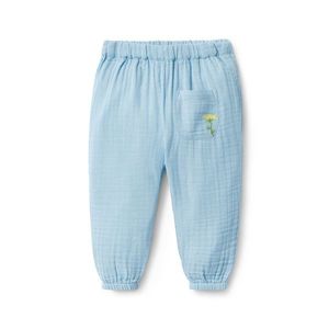 Tkané navliekacie nohavice s biobavlnou, modré vyobraziť