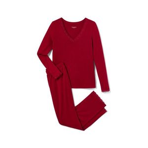 Pyžamo s čipkovaným lemom, červené vyobraziť