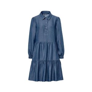 Džínsové šaty s balónovými rukávmi vyobraziť