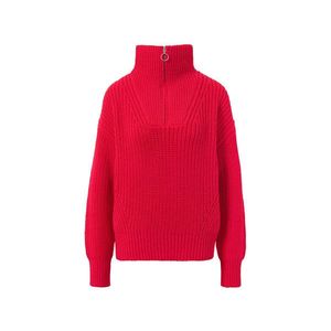 Pulóver z hrubej pleteniny so zipsom, červený vyobraziť