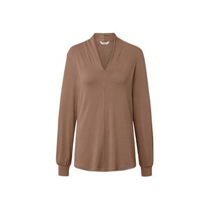 Tričko s dlhým rukávom a výstrihom do V, béžové vyobraziť