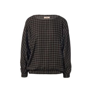 Kockovaná blúzka s netopierími rukávmi vyobraziť