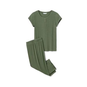 Pyžamo z rebrovaného materiálu, zelené vyobraziť