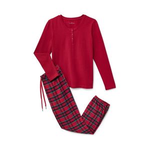 Flanelová pyžamová súprava, červená vyobraziť