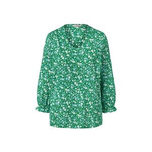 Blúzkové tričko s trojštvrťovým rukávom, zelené s celoplošnou kvetinovou potlačou vyobraziť