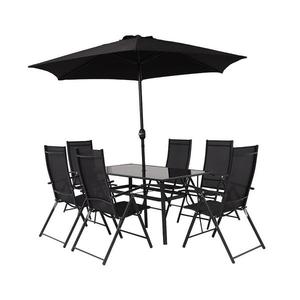 Komplet záhradného nábytku Norah čierna so slnečníkom vyobraziť