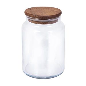 MAKRO - Dóza 890ml, sklo číre a drevený vrchnák vyobraziť