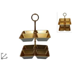 MAKRO - Etažérka 2 poschodová misky zlatá vyobraziť