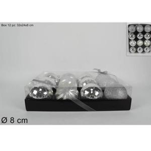 MAKRO - Gule vianočné strieborné 8cm, balenie 12ks vyobraziť