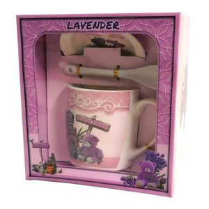 MAKRO - Hrnček 300ml, tanierik a lyžička levanduľa s medvedíkom vyobraziť