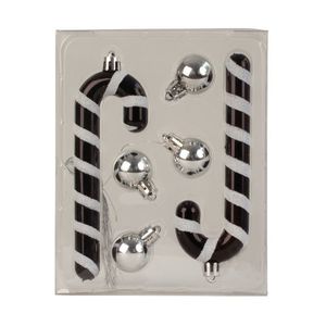 MAKRO - Ozdoba vianočná na stromček 6ks, čierno – bielo – strieborné farebné prevedenie vyobraziť