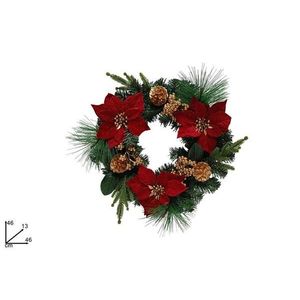 MAKRO - Veniec vianočný, priemer 46cm, červená vianočná ruža vyobraziť