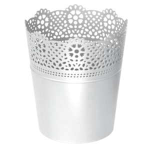 PROSPERPLAST - Obal na kvetináč LACE 18cm biely, umelá hmota vyobraziť