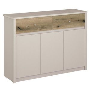 KONDELA Karos 3D2S trojdverová komoda so zásuvkou kašmír / dub evoke vyobraziť