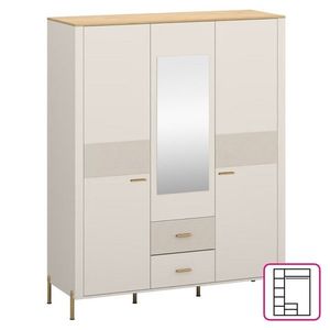 KONDELA Runol 3D2S trojdverová šatníková skriňa so zrkadlom kašmír / dub kamenný vyobraziť