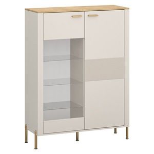 KONDELA Runol 1D1W nízka vitrína kašmír / dub kamenný vyobraziť