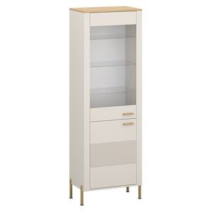 KONDELA Runol 1D1W vitrína kašmír / dub kamenný vyobraziť