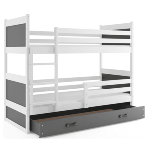 BMS Detská poschodová posteľ RICO 3 s úložným priestorom | biela 90 x 200 cm Farba: Sivá vyobraziť