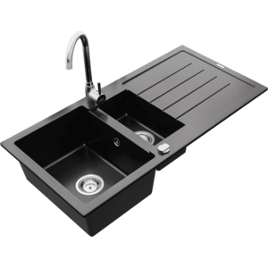 Granitový drez s batériou MEXEN ANDRES čierny/chróm vyobraziť