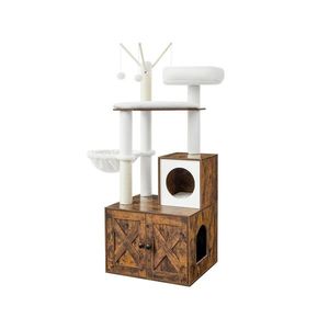 Škrabadlo a mačacie záchod 2-v-1 Vasagle Dorian hnedo-biely vyobraziť