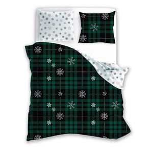 Vánoční bavlněné povlečení Nordic 006 220x200 cm + 2x 70x80 cm tmavě zelené/bílé vyobraziť