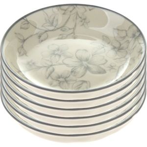 Súprava 6 dezertných tanierov Nežné kvety 10 cm, sivá vyobraziť