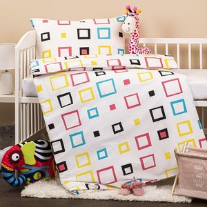 Detské bavlnené obliečky do postieľky Štvorce, 90 x 140 cm, 45 x 65 cm vyobraziť