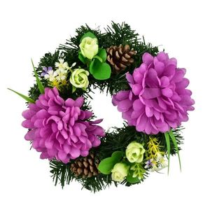 Dušičkový venček Fialové chryzantémy, 20 cm vyobraziť