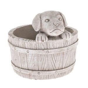 Betónový obal na kvetináč Psík v sude svetlohnedá, 17 x 19 cm vyobraziť