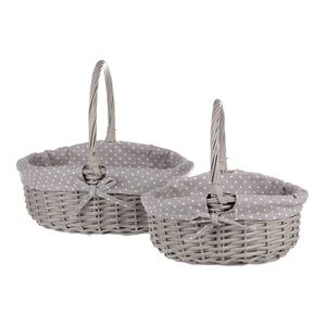 Súprava prútených košíkov s látkou Sivá bodka, 2 ks​, 2 veľkosti, 31 x 28 x 26 cm​ vyobraziť