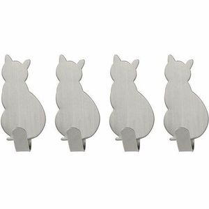 Sada 4 nehrdzavejúcich samolepiacich háčikov Mačka vyobraziť