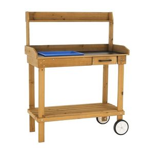 Záhradný pracovný stôl Bardy, hnedý, 94 x 49 x 120cm vyobraziť