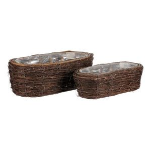 Sada truhlíkov na kvety z révového prútia, ovál, 2 ks​, 2 veľkosti, 38 x 20 x 14 cm​ vyobraziť