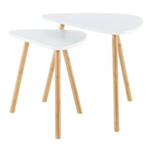 Kondela Bismak 2 ks biela + prírodná sada konferenčných stolíkov vyobraziť