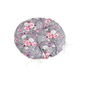 Bellatex Sedák Adela prešívaný okrúhly Kvety ruže ružová, 40 x 40 cm vyobraziť